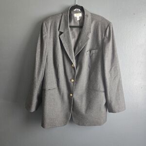 Talbots Vintage Gray Wool Women's 22W Blazer with Gold Buttons